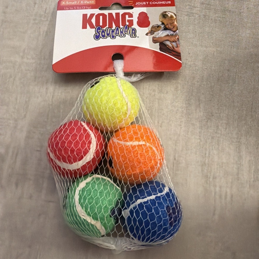 KONG SqueakAir Tennis Ball Dog Toy XS 5ct Multi Color Squeaky Fetch Toy
